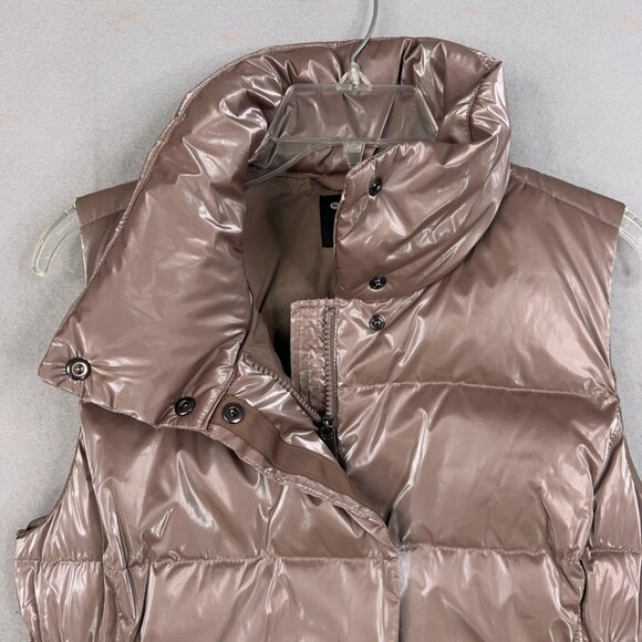 Athleta Vest Womens Small Pyrite Shine Metallic Downtown Puffer Down Waterfowl - Picture 5 of 16